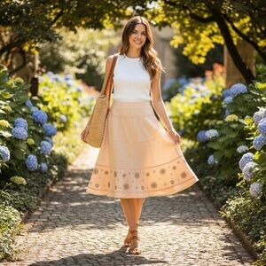 J.Jill Linen Peach Linen A-Line Skirt 4P